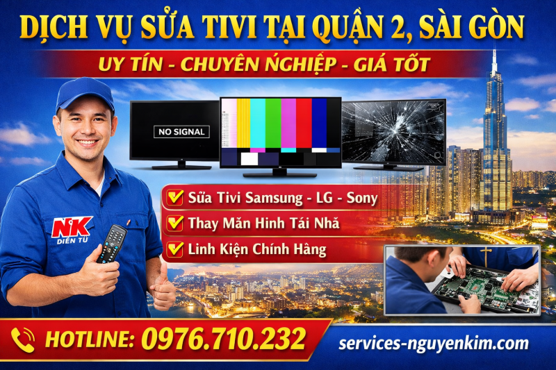 Dịch vụ sửa tivi tại quận 2, Sài Gòn | Điện tử NK uy tín, giá tốt, sửa tận nhà