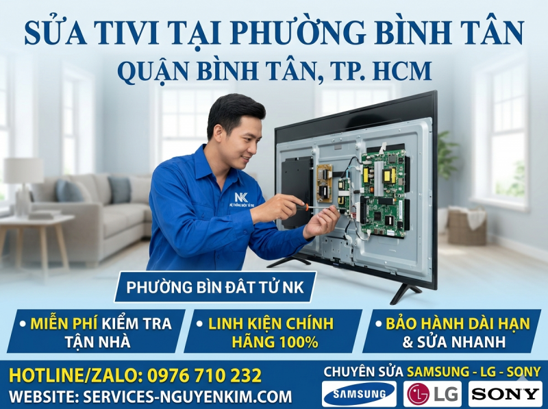 Sửa Tivi Tại Phường Bình Tân, Quận Bình Tân: Uy Tín – Chính Hãng – Lấy Ngay