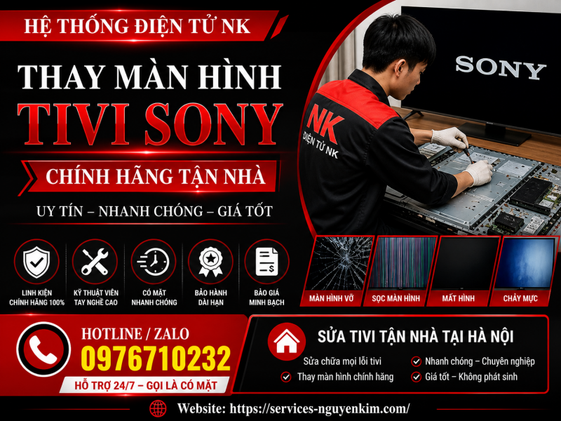 Thay màn hình tivi Sony chính hãng tận nhà – Nhanh chóng, uy tín, giá tốt